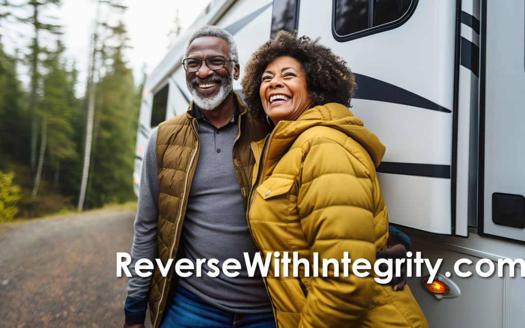 Retired couple traveling across America in an RV after using a HECM strategy to create greater monthly cash-flow flexibility in retirement.